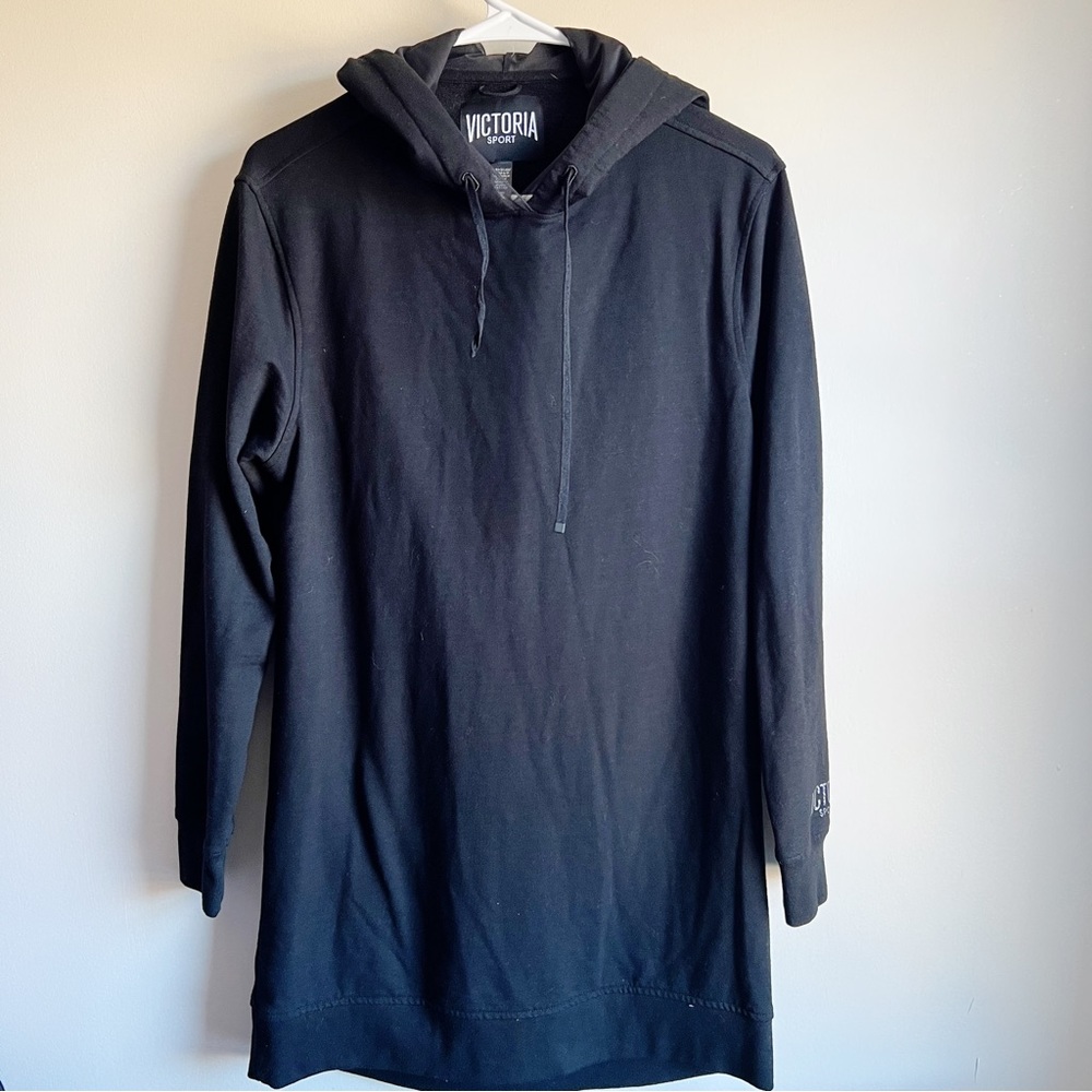 Victoria Sport Black Open Back Hooded Tunic Sweatshirt